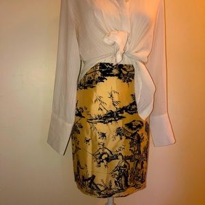 Asian Inspired Pencil Silk Skirt